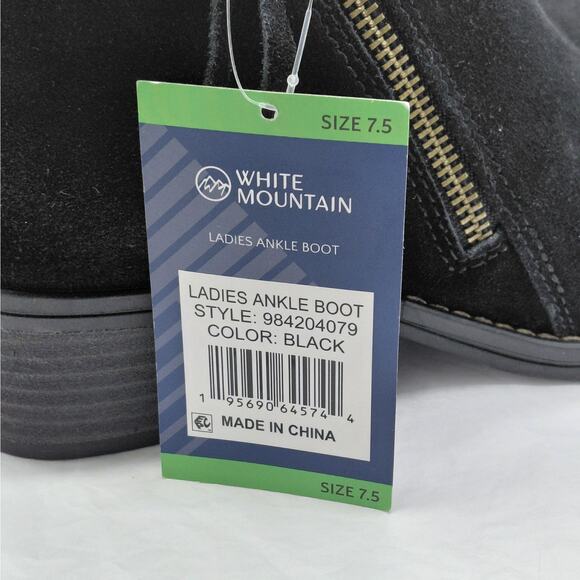 White Mountain Womens Ankle Boots Sz 7.5 Black Suede Block Heel Coastal Cowgirl - Picture 9 of 10